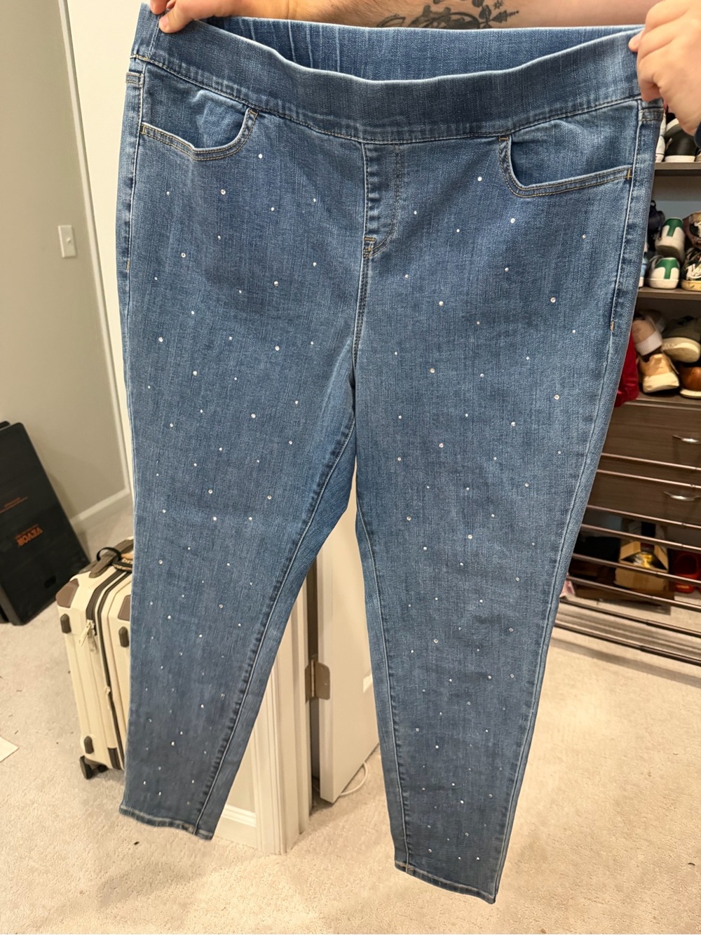 Lane Bryant Blue Denim Rhinestone Jeggings